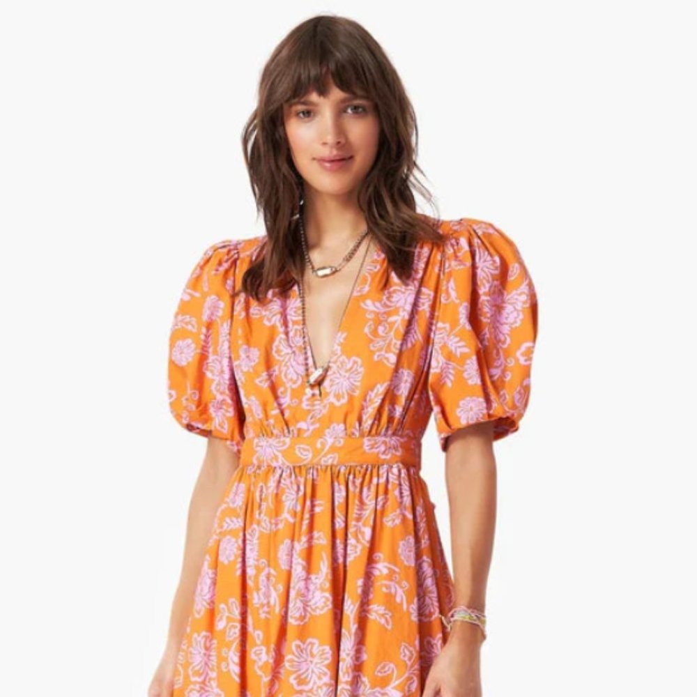 Xirena Larkyn Tiered Cotton Maxi Dress Tropicana Orange Size M